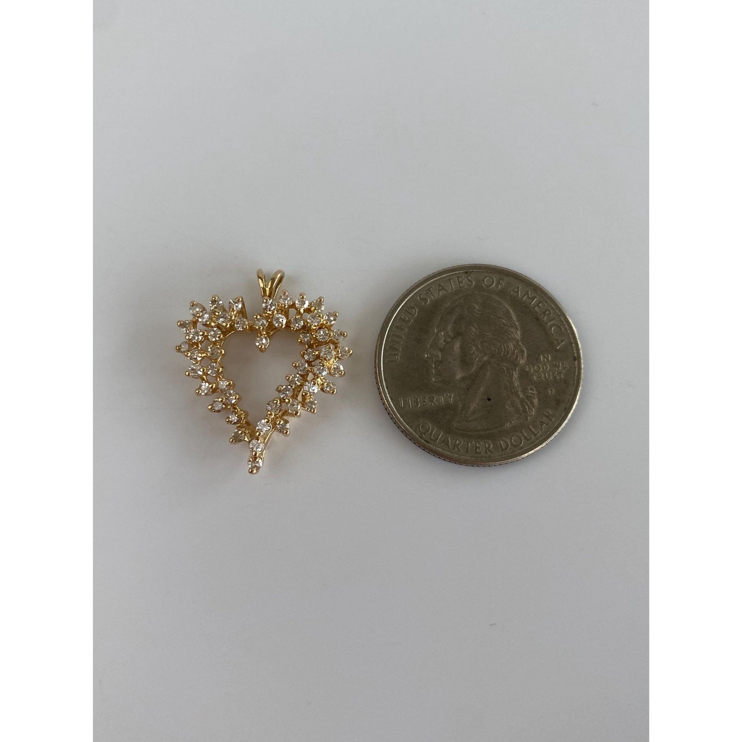 Vintage Solid 14k Yellow Gold Diamond Heart Charm