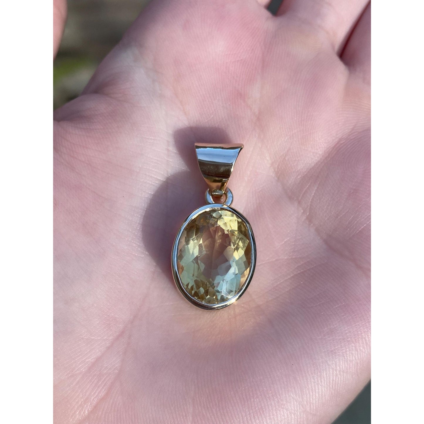 Vintage Solid 14k Yellow Gold Citrine Charm