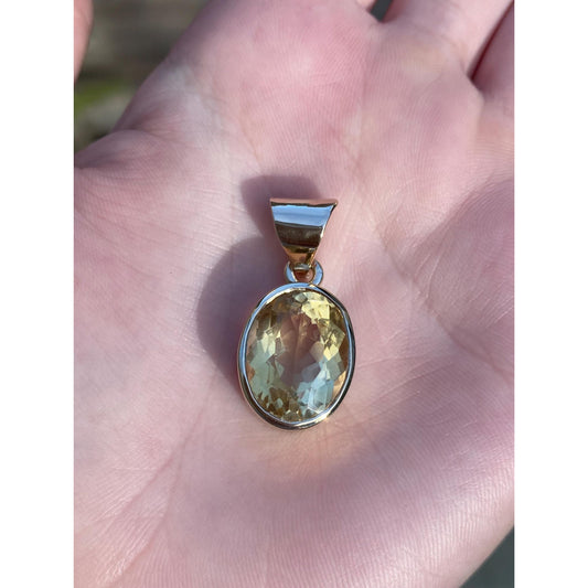 Vintage Solid 14k Yellow Gold Citrine Charm