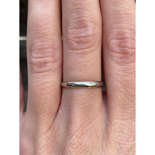 Vintage Solid 18k White Gold Miligrain Ring Band - Size 6.5