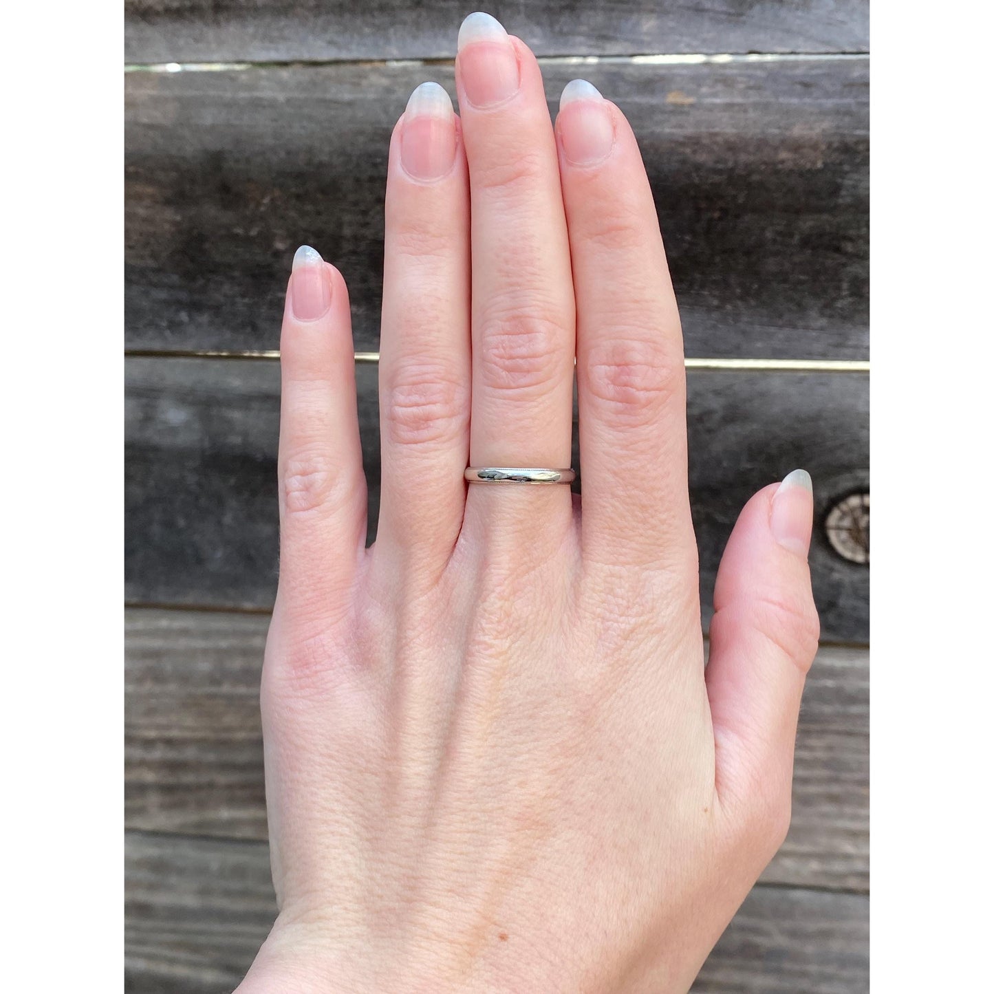 Vintage Solid 18k White Gold Miligrain Ring Band - Size 6.5