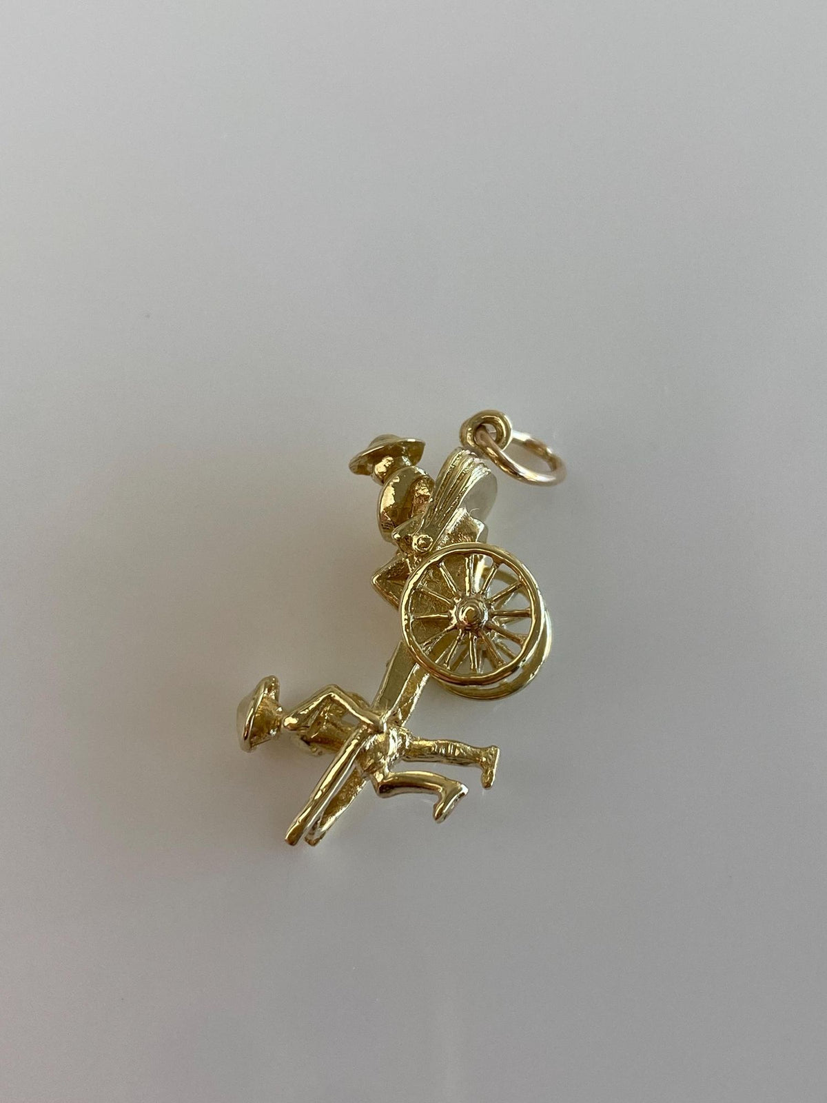 Vintage Solid 14k Yellow Gold Articulated Rickshaw Charm