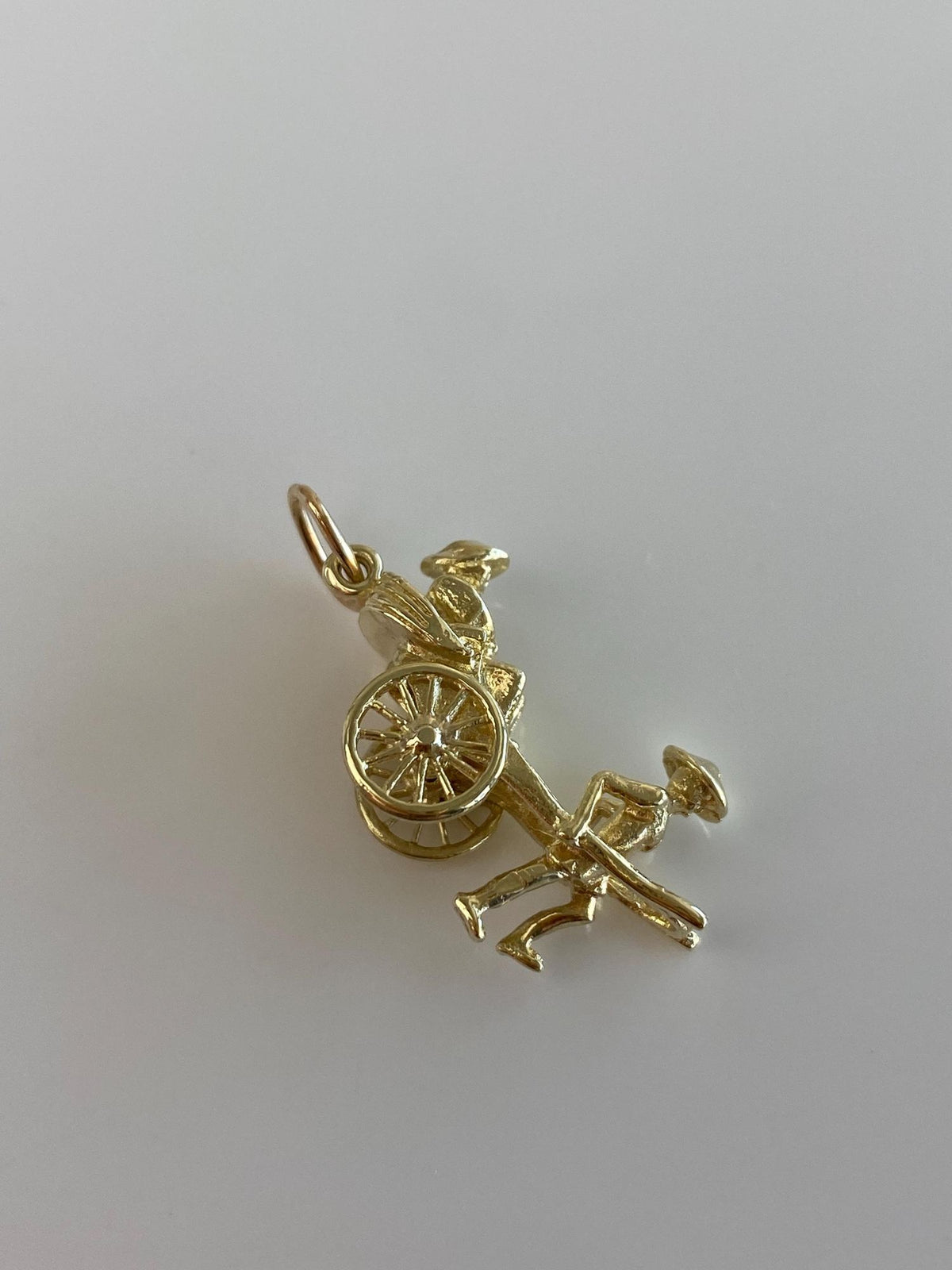 Vintage Solid 14k Yellow Gold Articulated Rickshaw Charm