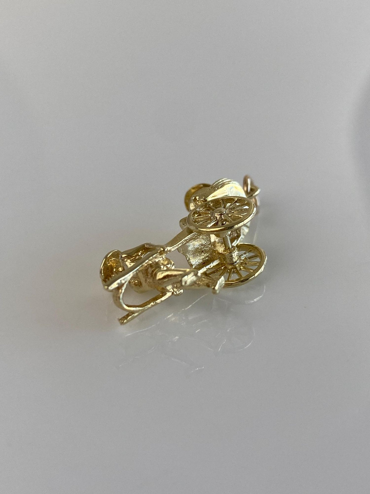 Vintage Solid 14k Yellow Gold Articulated Rickshaw Charm