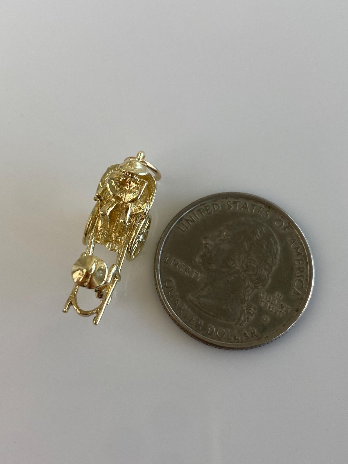 Vintage Solid 14k Yellow Gold Articulated Rickshaw Charm