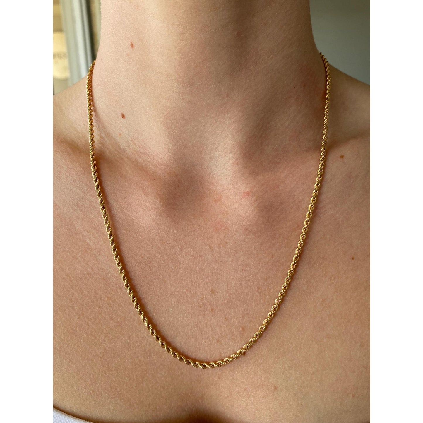 Solid 18k Rosey Gold Rope Chain Necklace - 20.5 inches