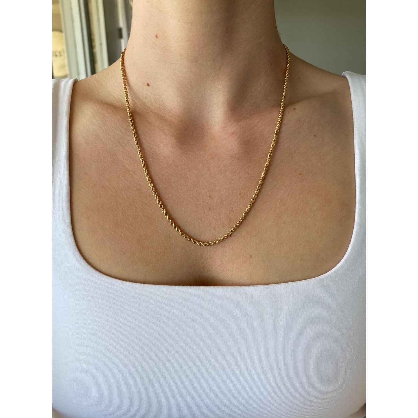 Solid 18k Rosey Gold Rope Chain Necklace - 20.5 inches