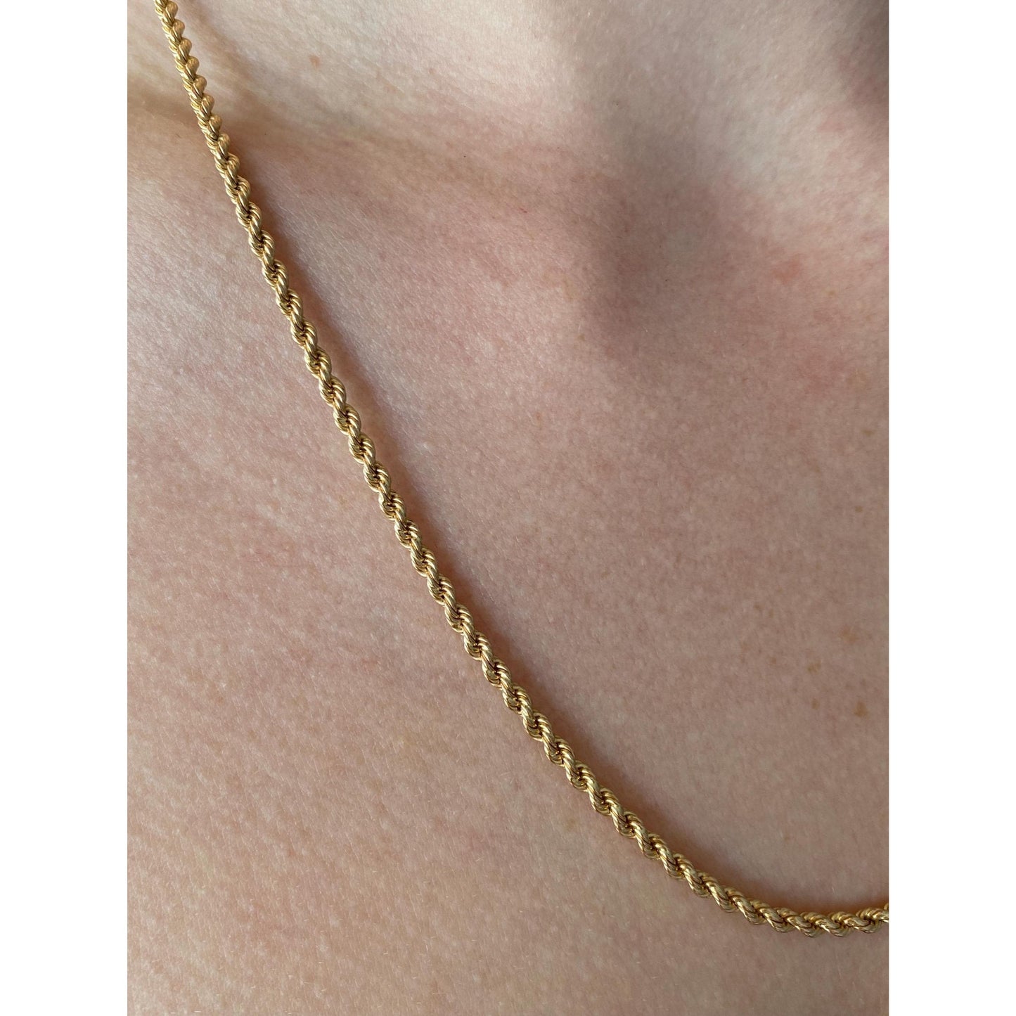 Solid 18k Rosey Gold Rope Chain Necklace - 20.5 inches