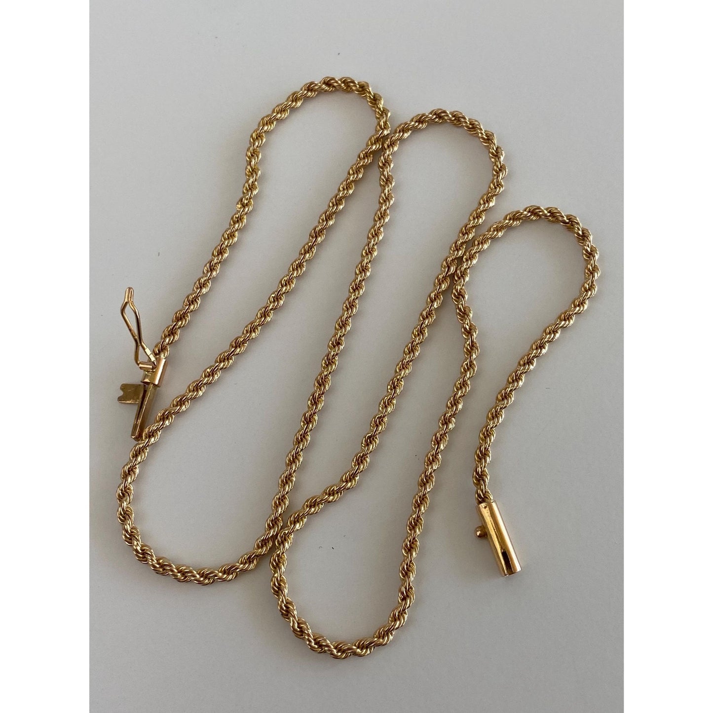Solid 18k Rosey Gold Rope Chain Necklace - 20.5 inches