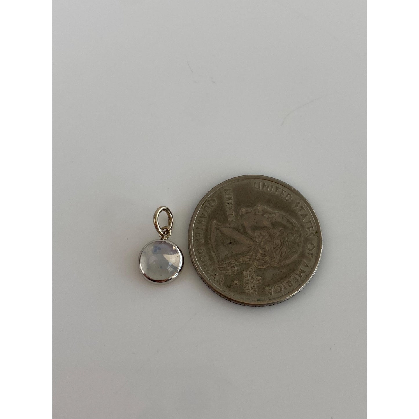 Vintage Solid 14k White Gold White Moonstone Cufflink Conversion Charm