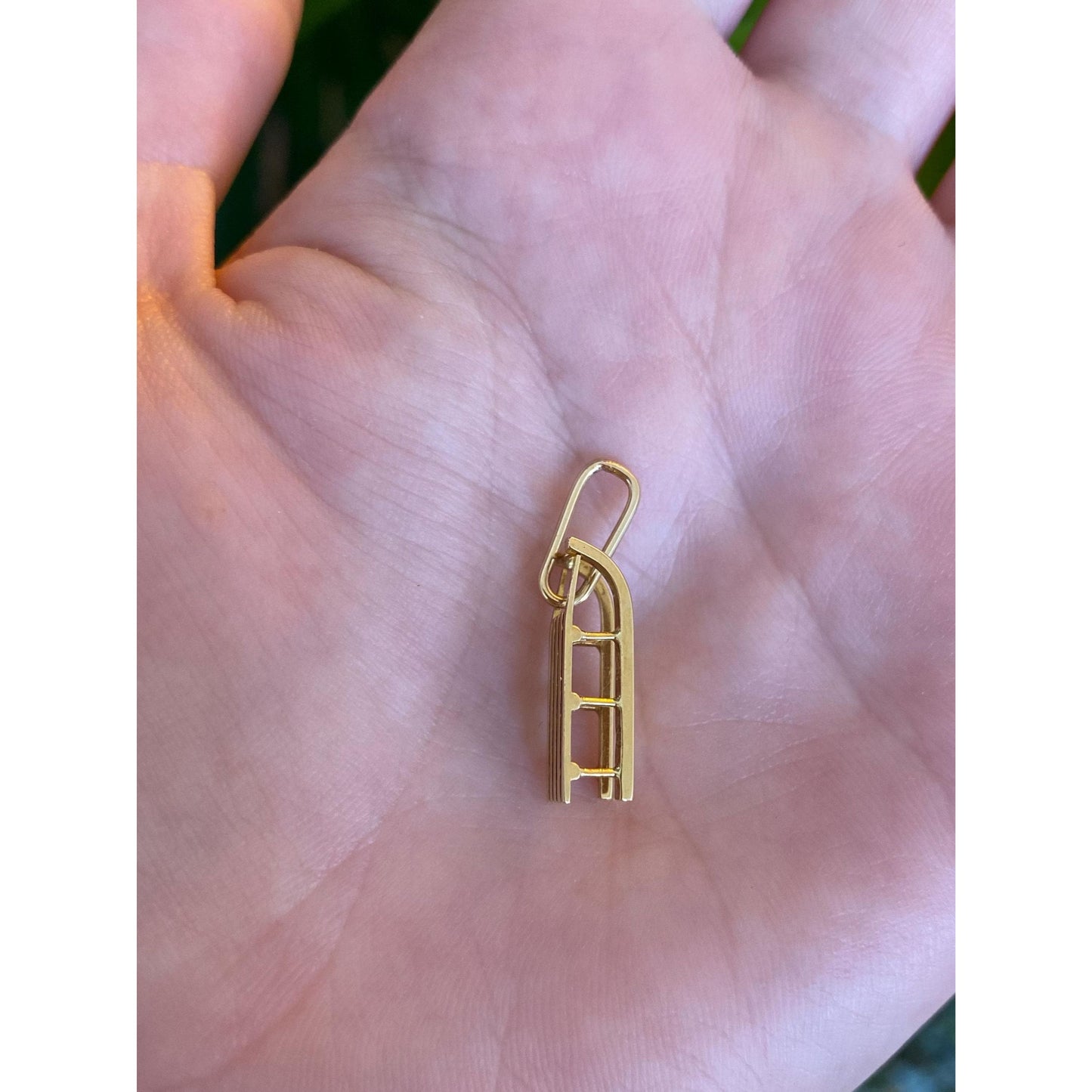 Vintage Solid 18k Yellow Gold Sled Charm