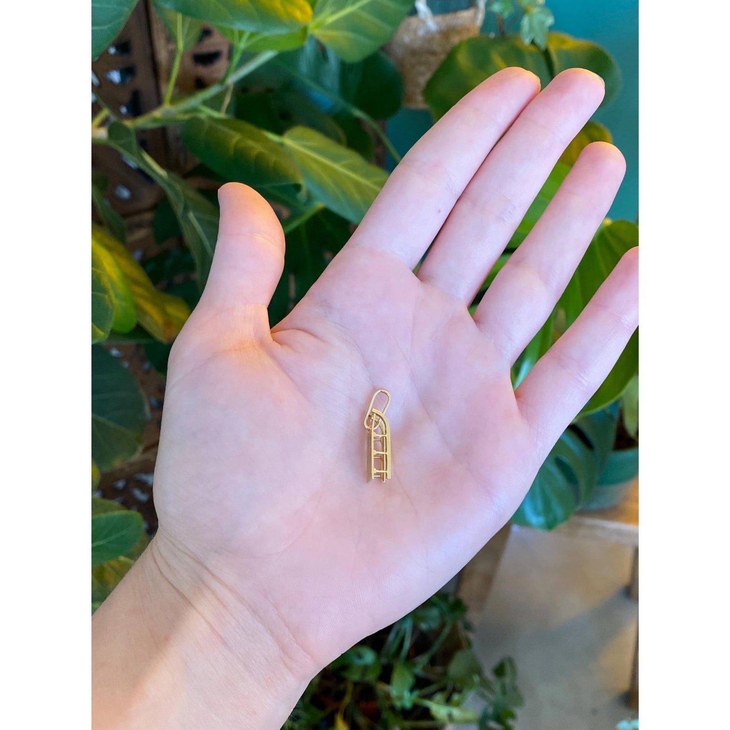 Vintage Solid 18k Yellow Gold Sled Charm