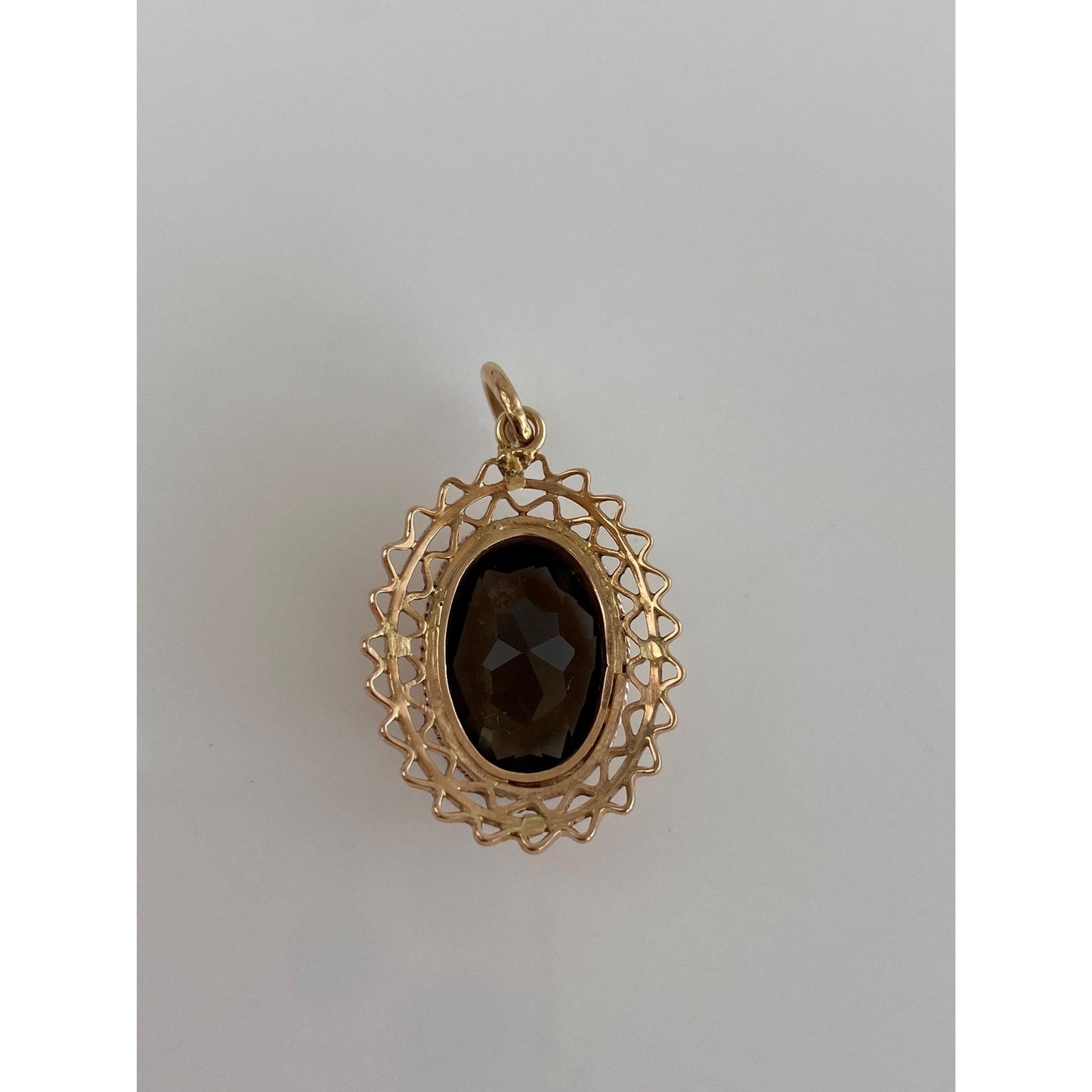 Vintage Solid 14k Yellow Gold Smokey Quartz Charm