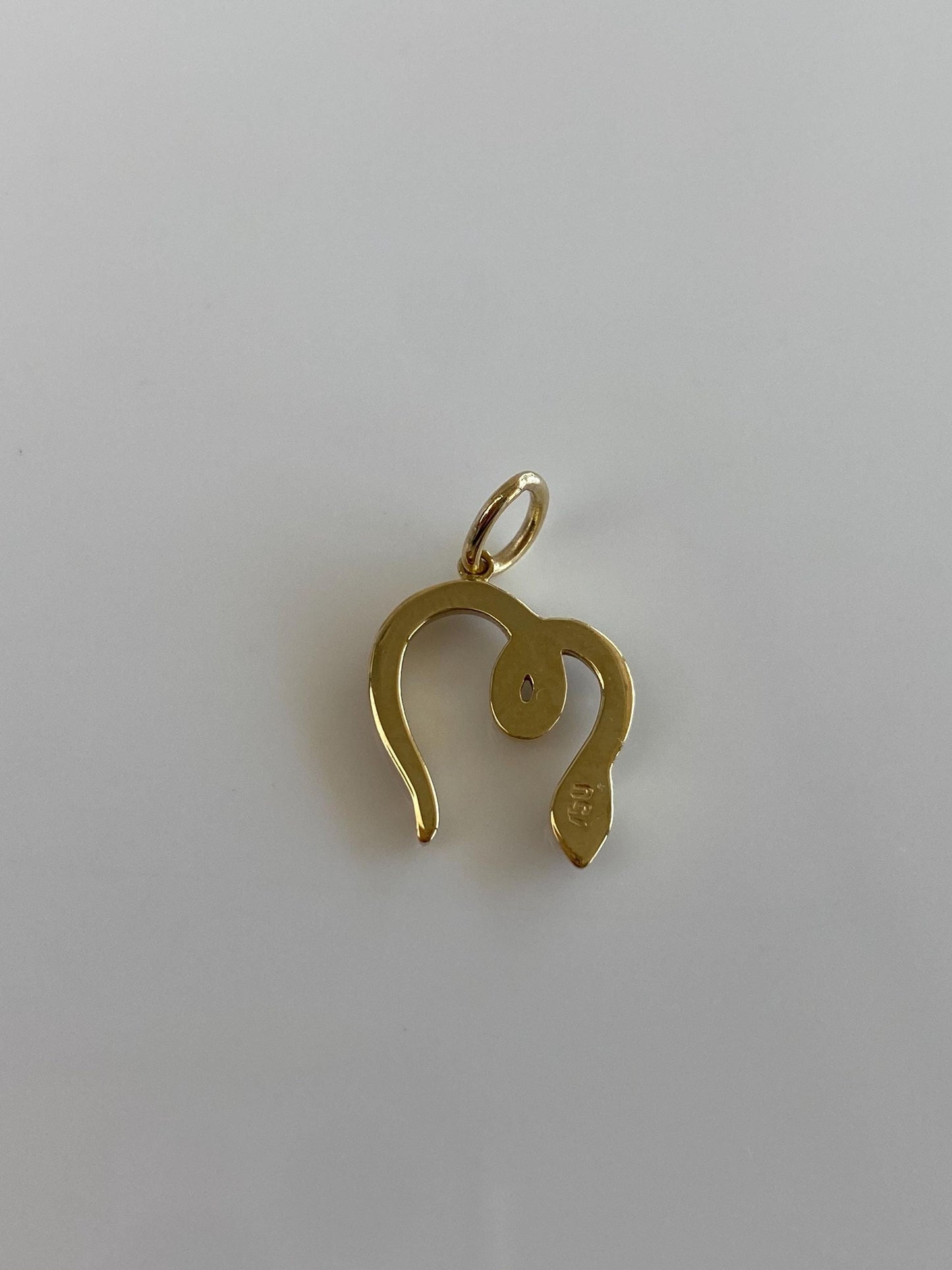 Solid 18k Yellow Gold Diamond Pink Sapphire Eyes Snake Charm