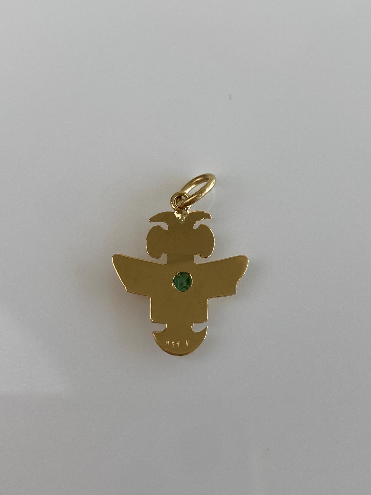 Vintage Solid 18k Yellow Gold Emerald Inca Charm