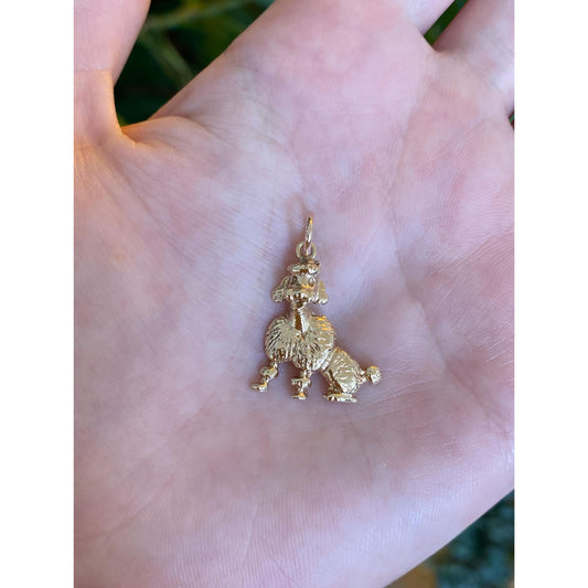 Vintage Solid 14k Yellow Gold Poodle Charm
