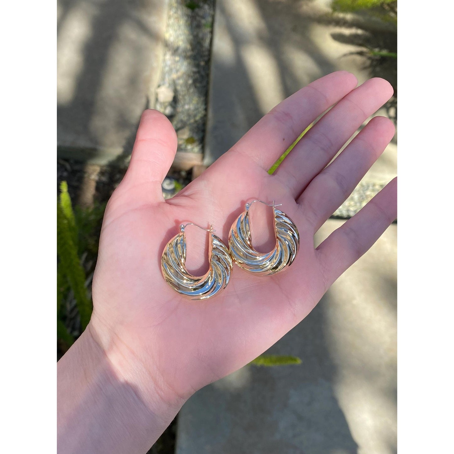 Vintage 14k Yellow Gold Chunky Twist Hoop Earrings