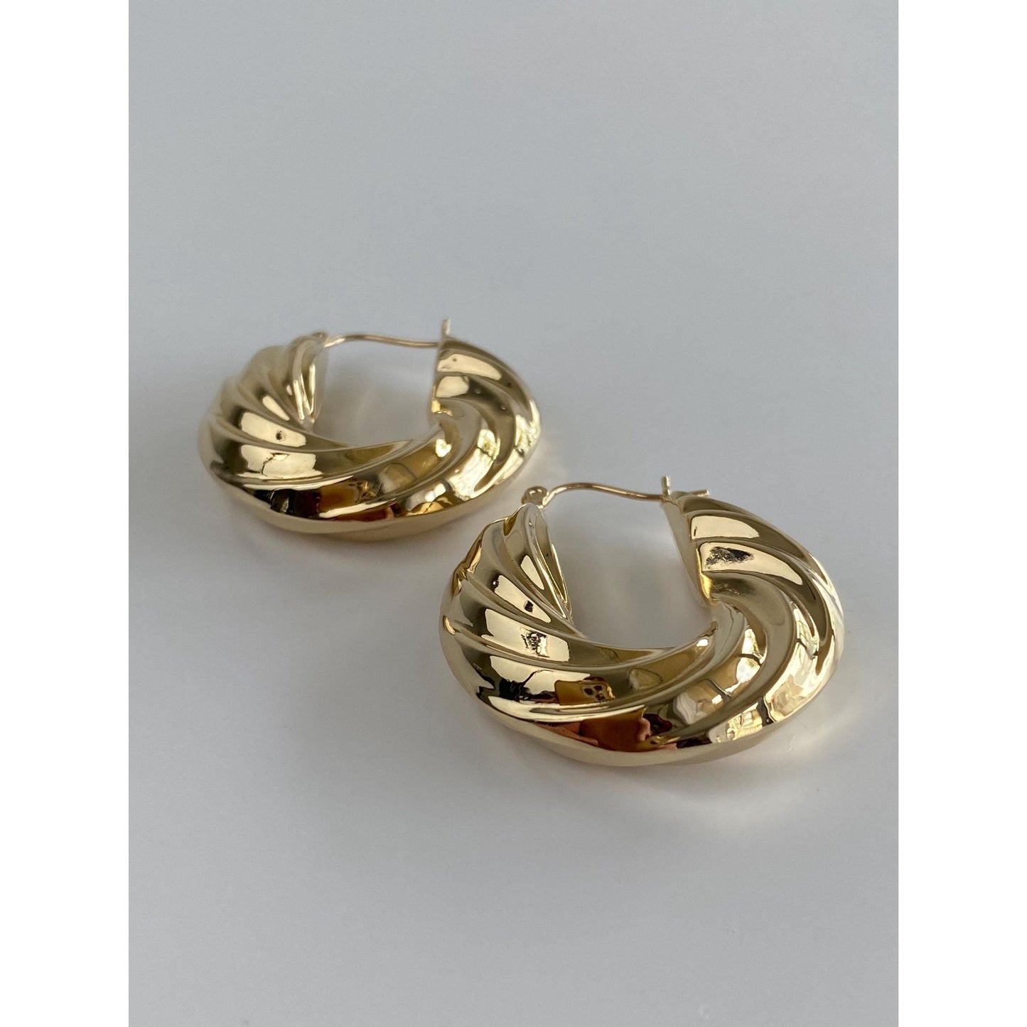 Vintage 14k Yellow Gold Chunky Twist Hoop Earrings