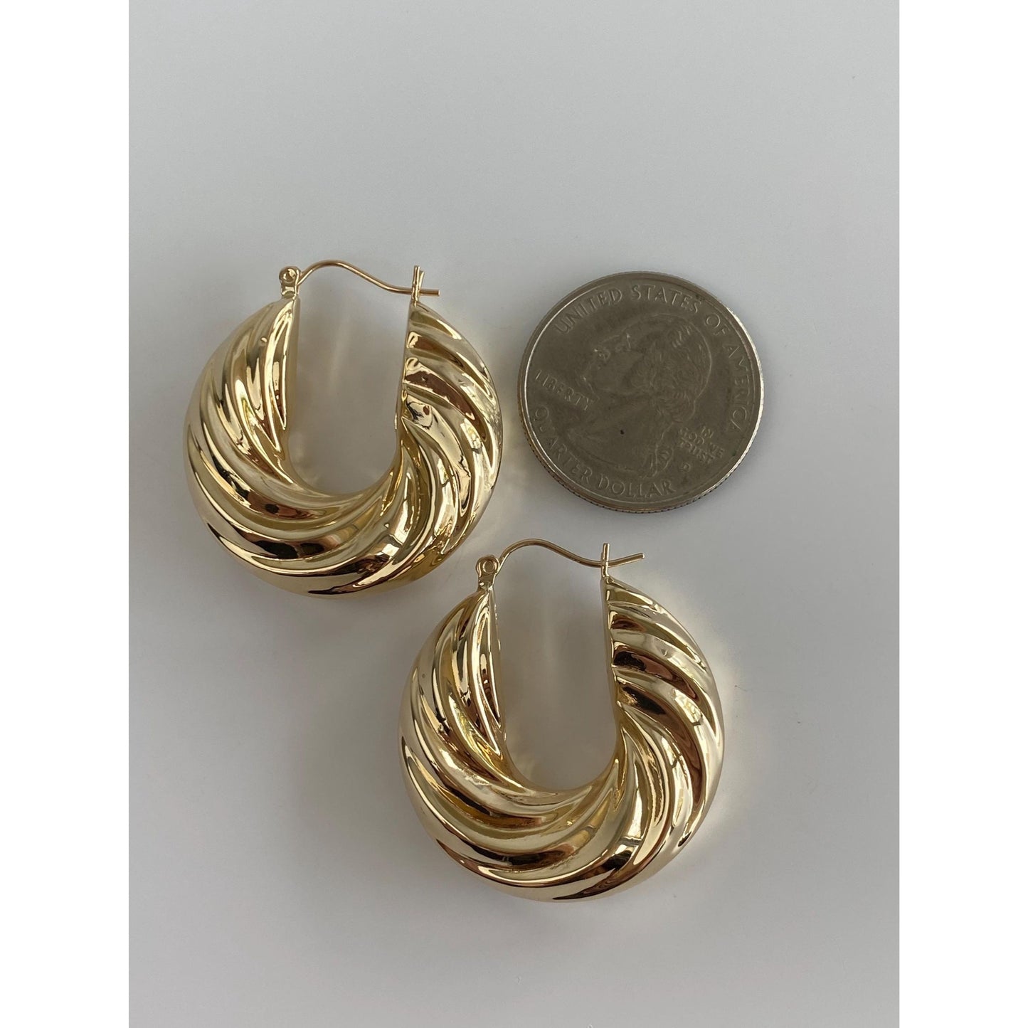 Vintage 14k Yellow Gold Chunky Twist Hoop Earrings