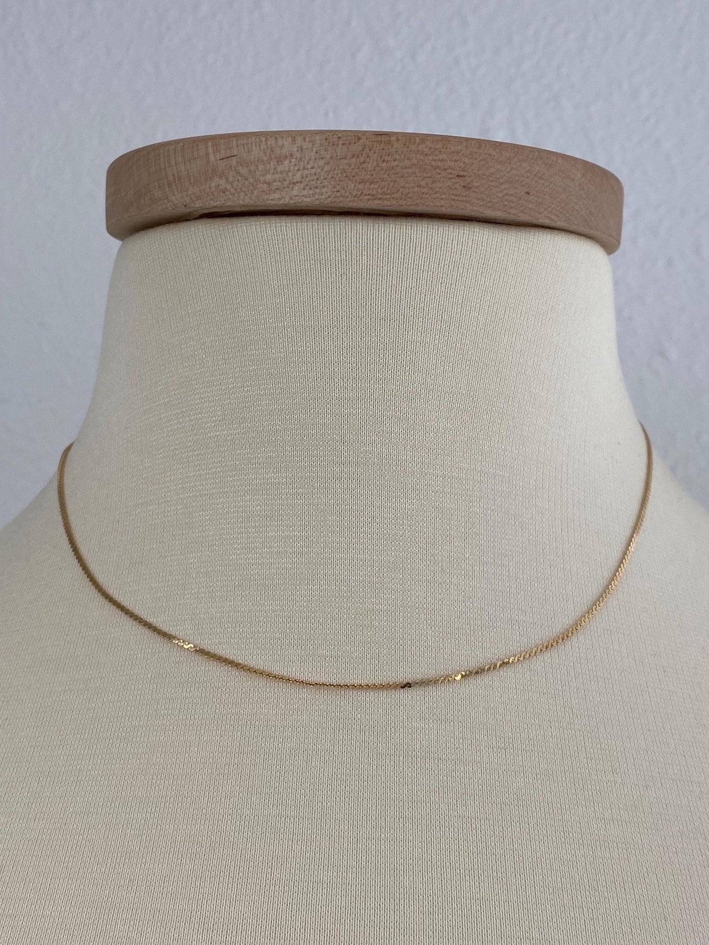 Vintage Solid 14k Yellow Gold Serpentine Chain Necklace - 16.25 inches