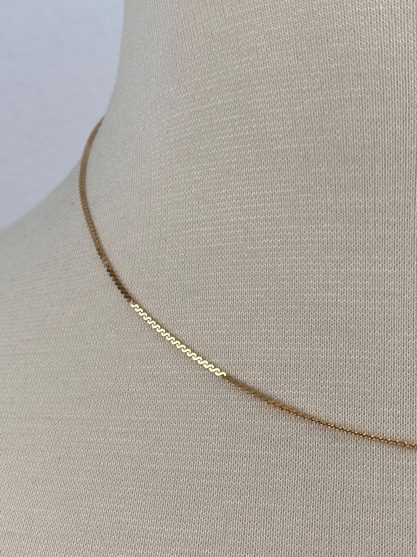 Vintage Solid 14k Yellow Gold Serpentine Chain Necklace - 16.25 inches