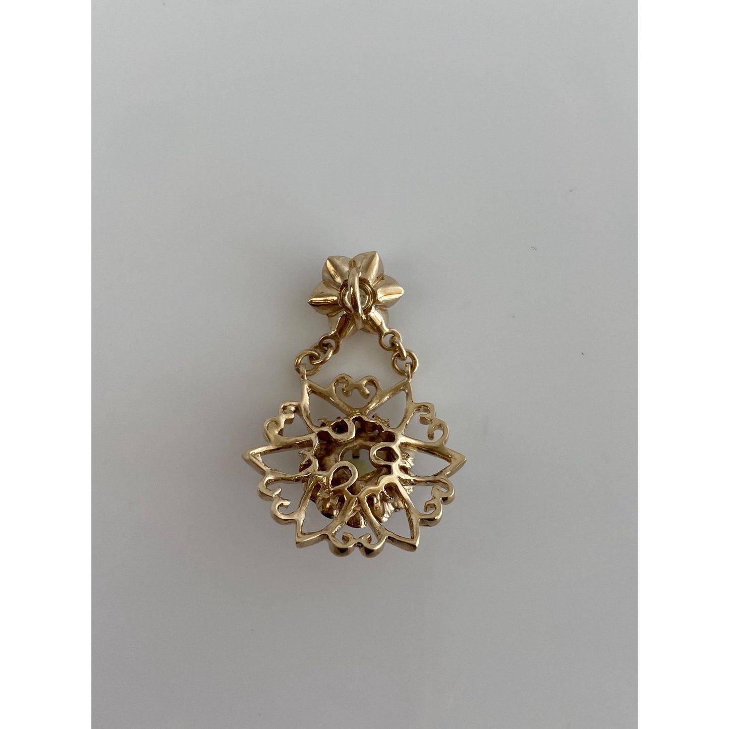 Vintage Solid 10k Yellow Gold Opal Flower Dangle Slide Charm