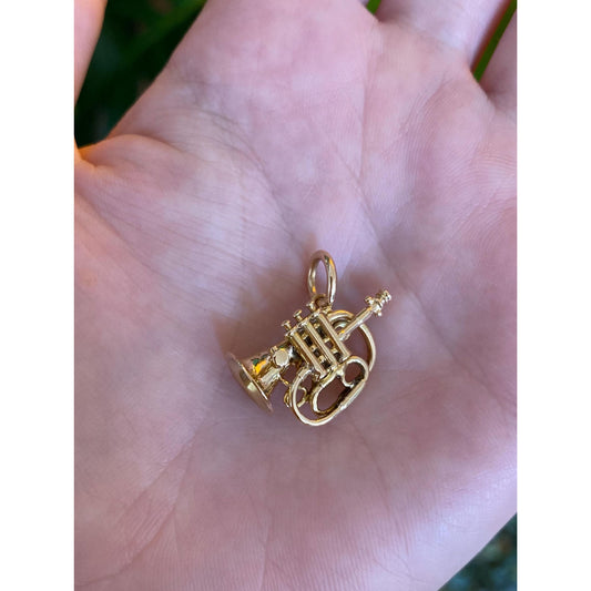 Vintage Solid 18k Yellow Gold Tuba Charm