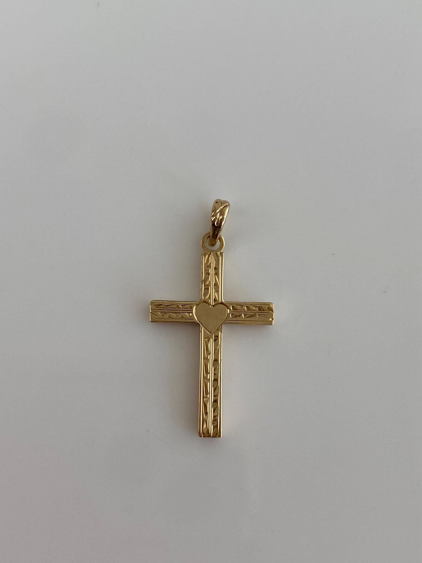Vintage 14k Yellow Gold Engraved Cross Charm