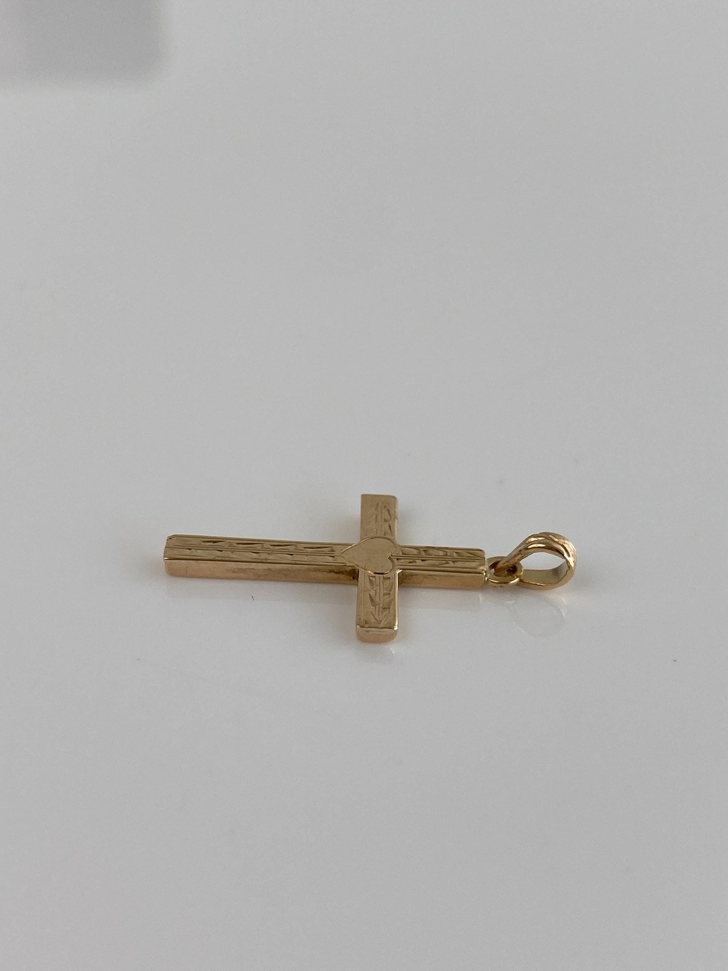 Vintage 14k Yellow Gold Engraved Cross Charm