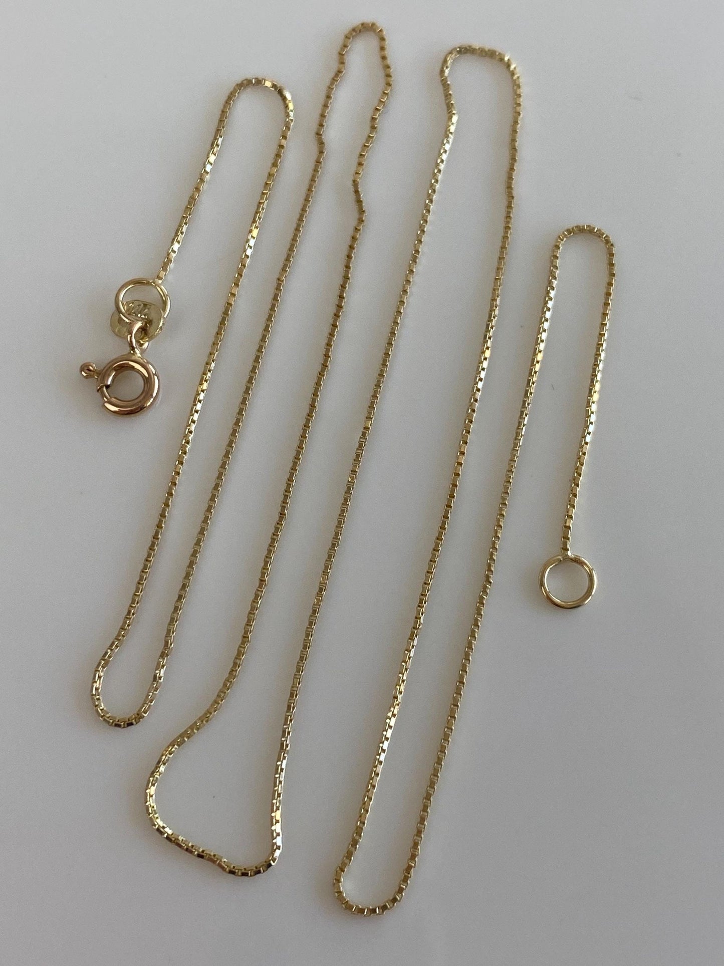 Vintage Solid 14k Yellow Gold Dainty Box Chain Necklace - 18.5 inches