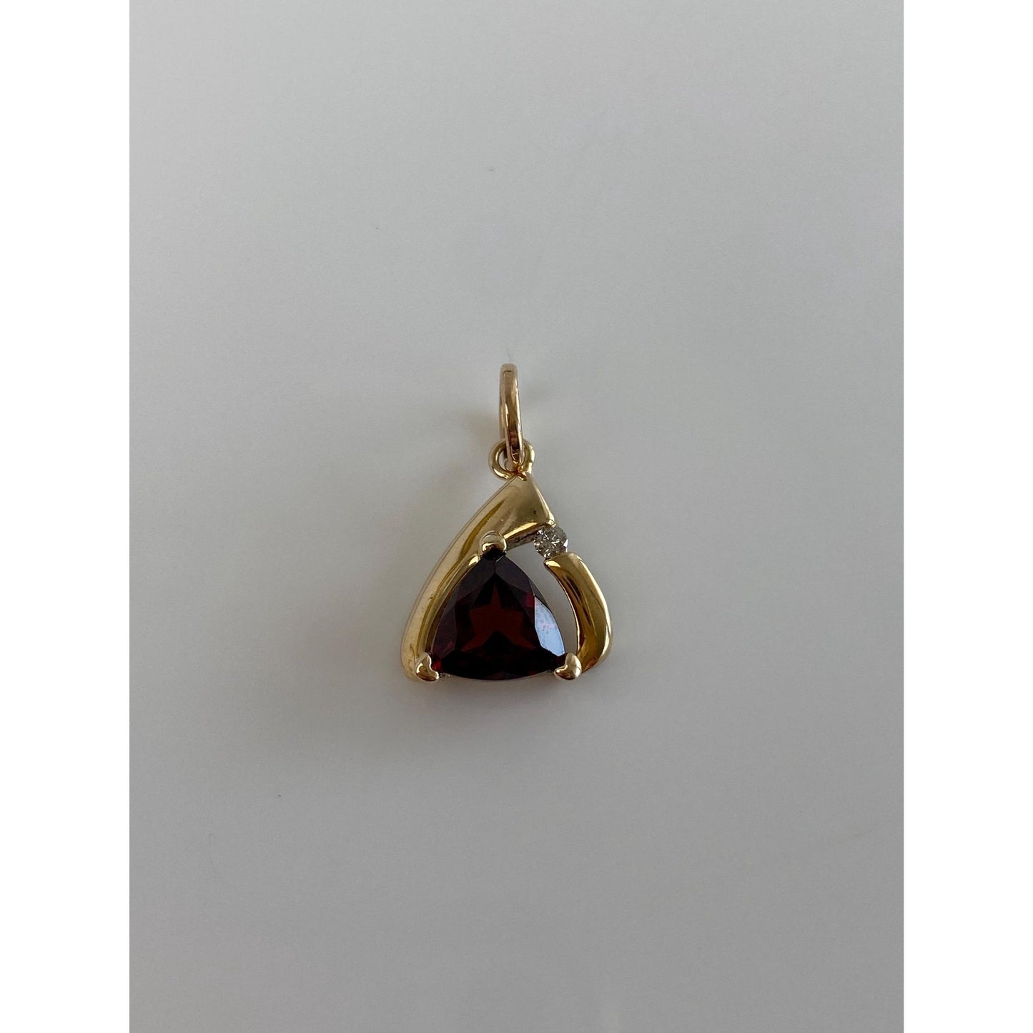 Vintage Solid 14k Yellow Gold Diamond Garnet Charm