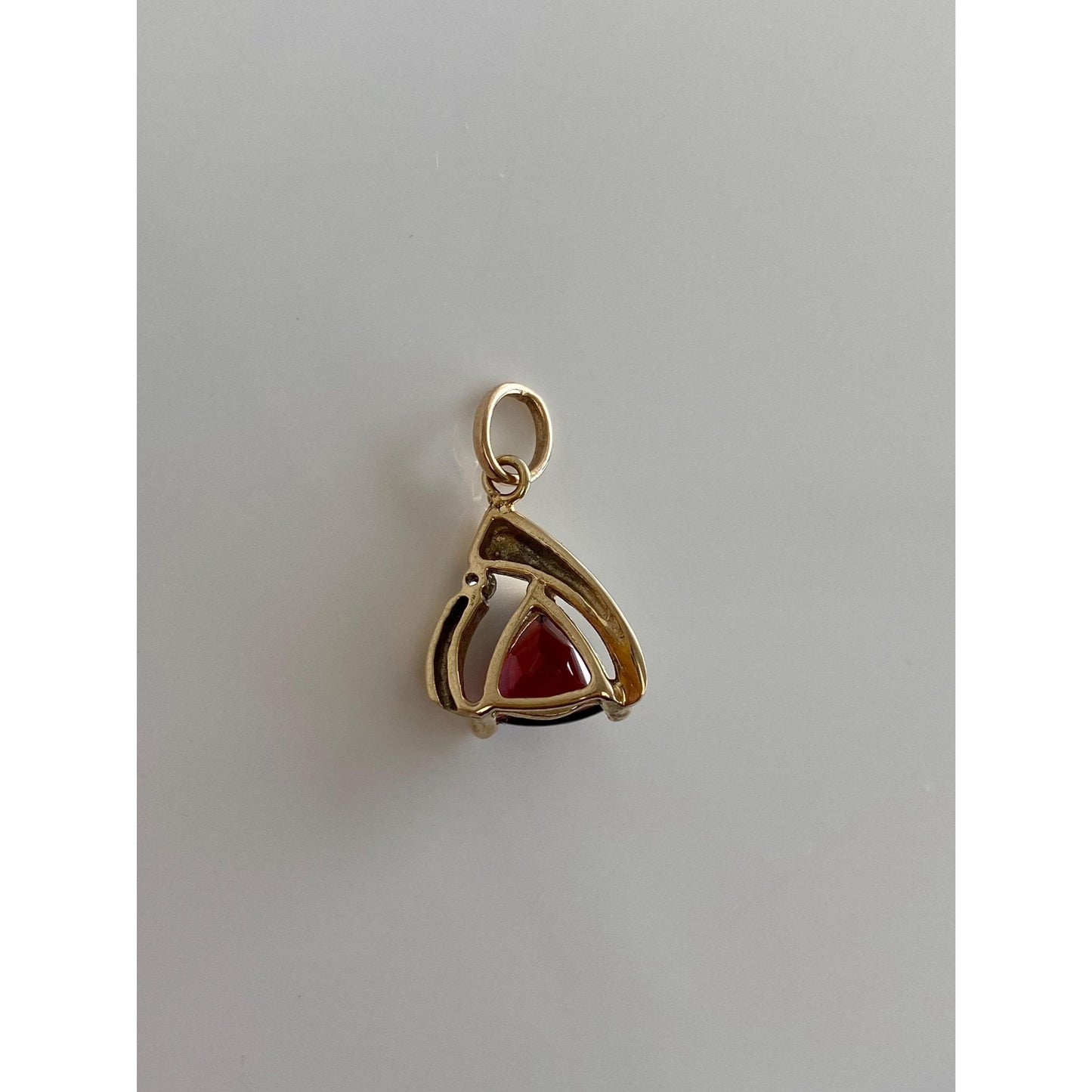 Vintage Solid 14k Yellow Gold Diamond Garnet Charm