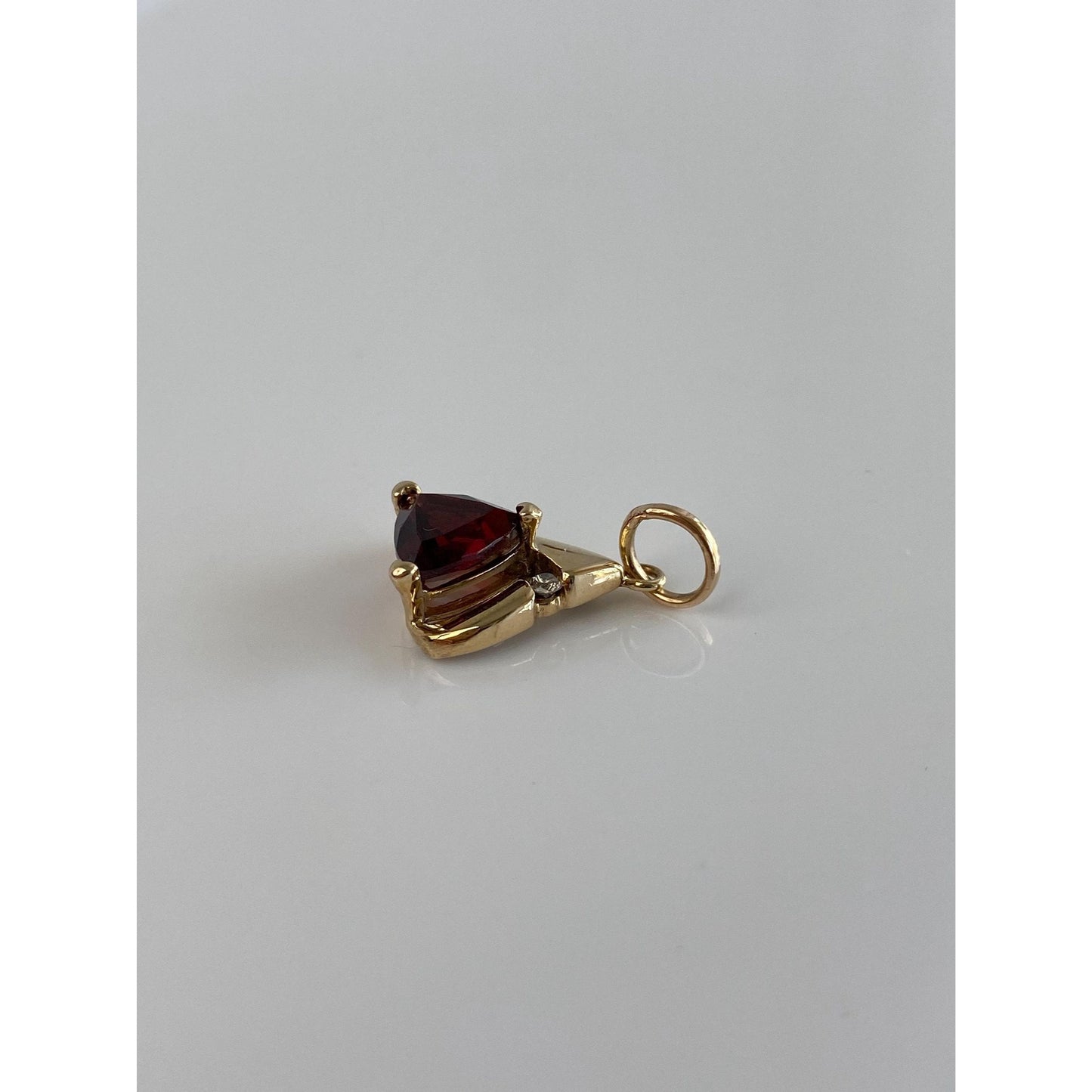 Vintage Solid 14k Yellow Gold Diamond Garnet Charm