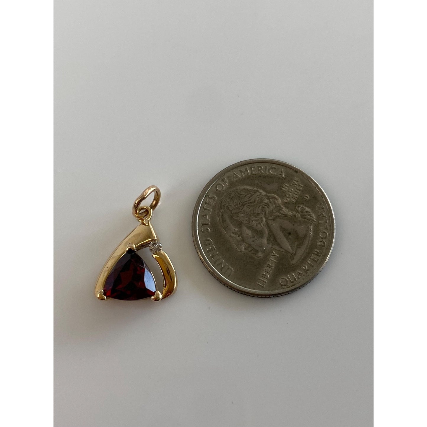 Vintage Solid 14k Yellow Gold Diamond Garnet Charm