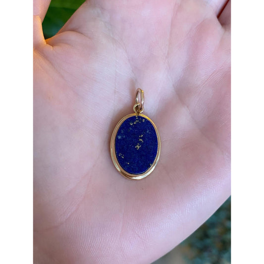 Vintage Solid 14k Yellow Gold Lapis Lazuli Cufflink Conversion Charm