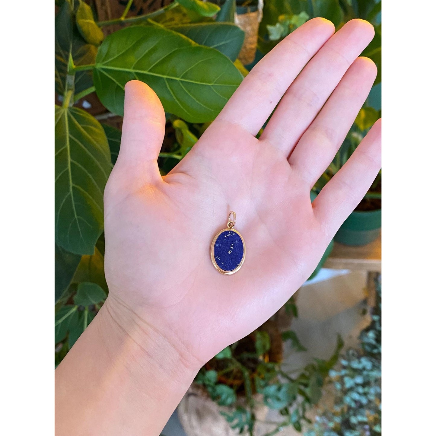 Vintage Solid 14k Yellow Gold Lapis Lazuli Cufflink Conversion Charm