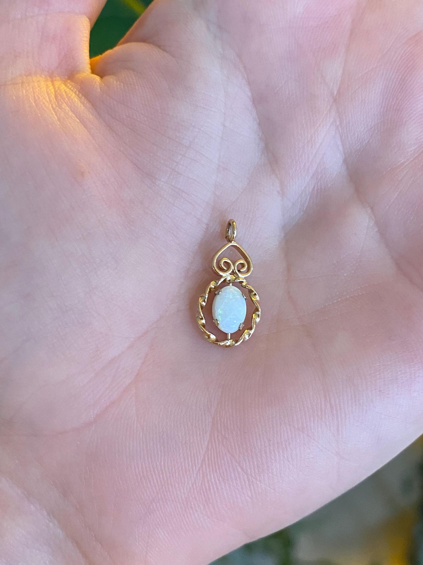 Vintage Solid 10k Yellow Gold Opal Charm