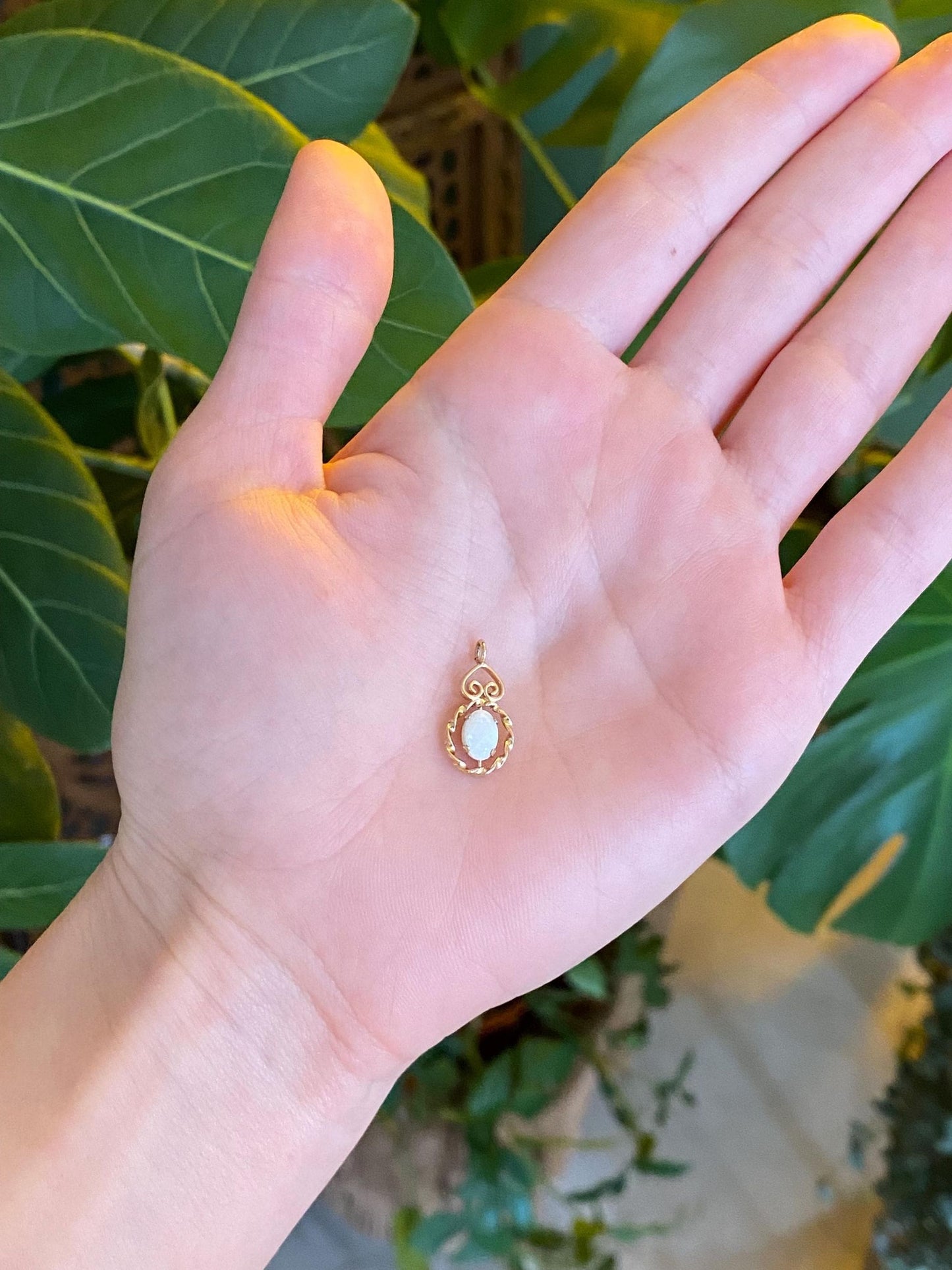 Vintage Solid 10k Yellow Gold Opal Charm