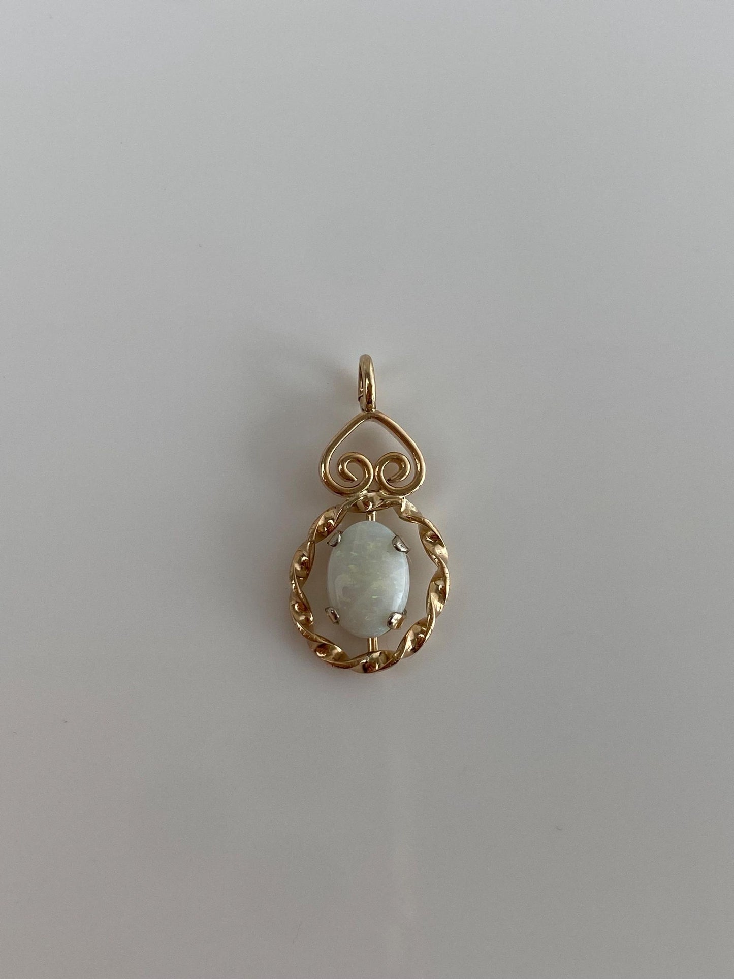 Vintage Solid 10k Yellow Gold Opal Charm