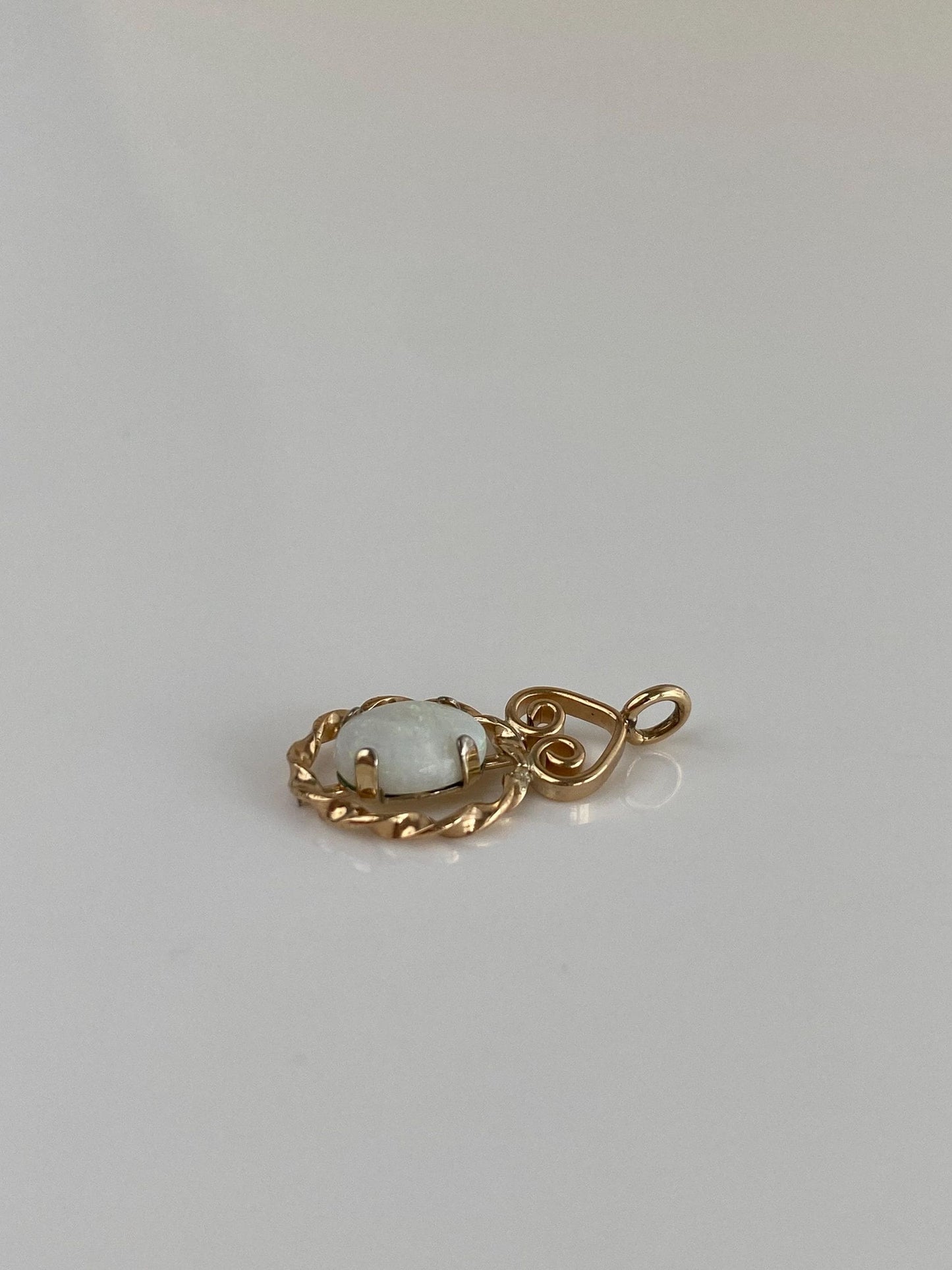 Vintage Solid 10k Yellow Gold Opal Charm