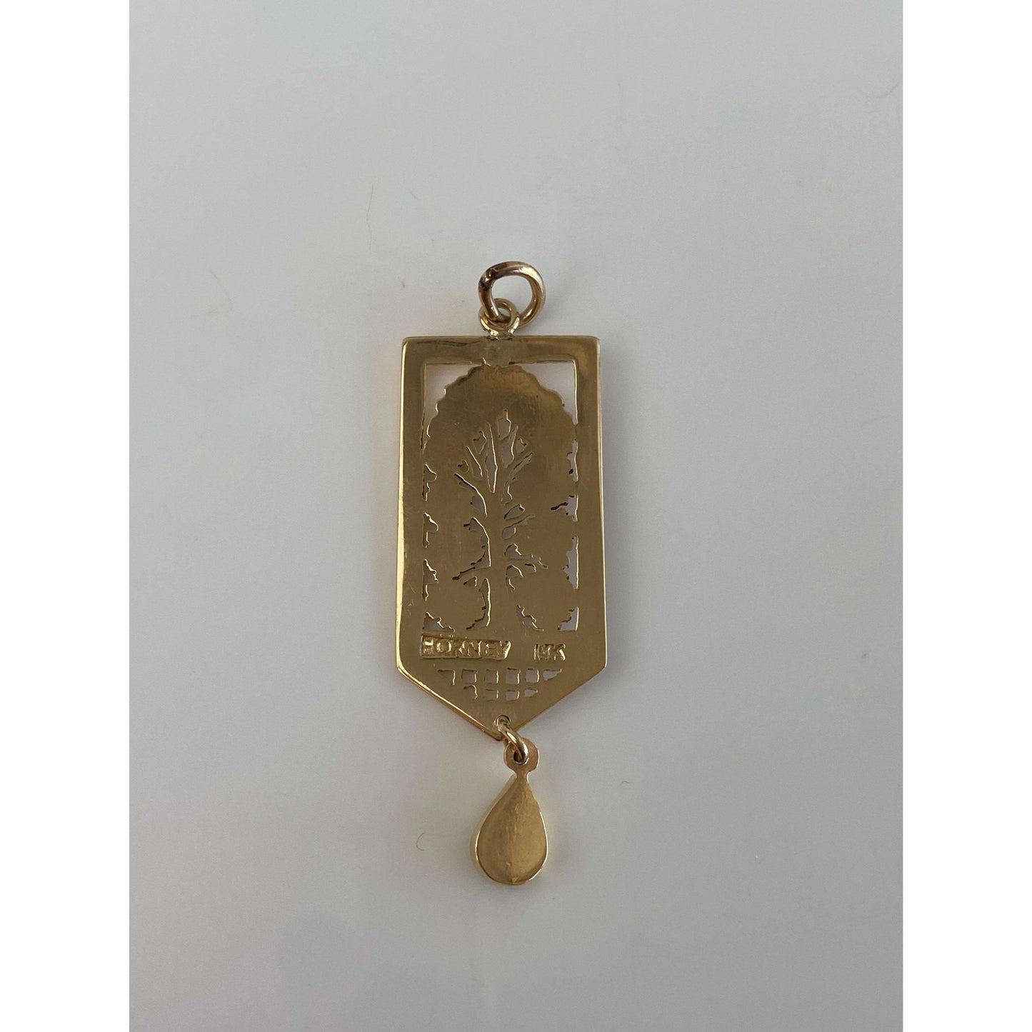 Vintage Solid 14k Yellow Gold Opal Tree Open Work Charm