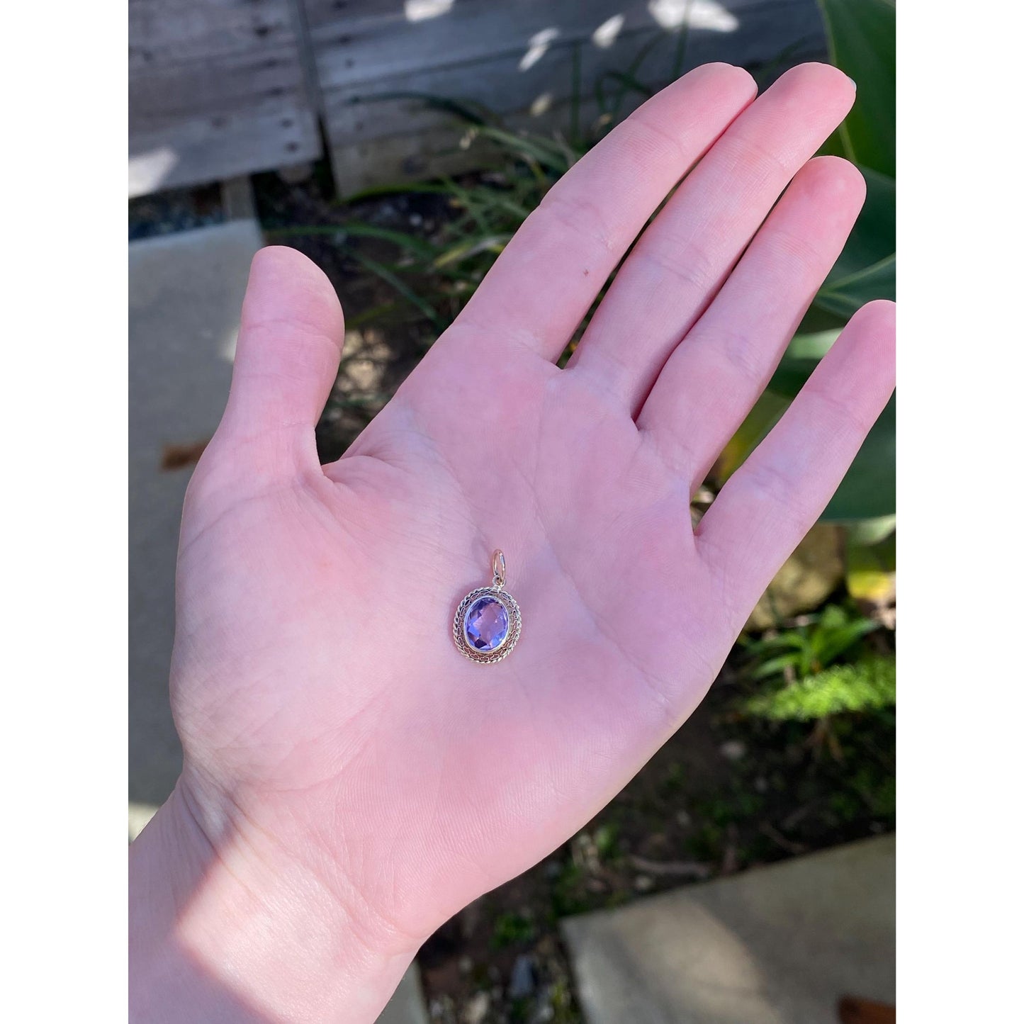 Vintage Solid 14k Yellow Gold Amethyst Stick Pin Conversion Charm