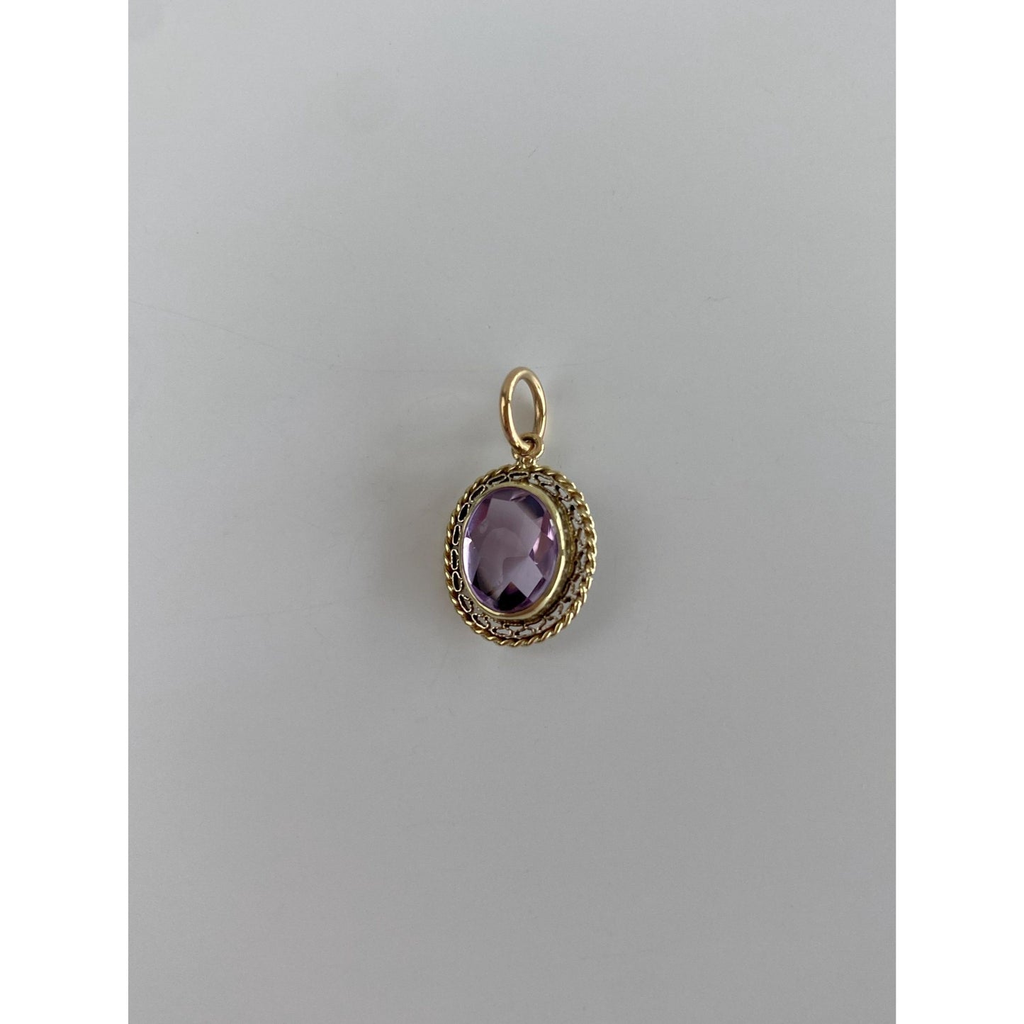 Vintage Solid 14k Yellow Gold Amethyst Stick Pin Conversion Charm