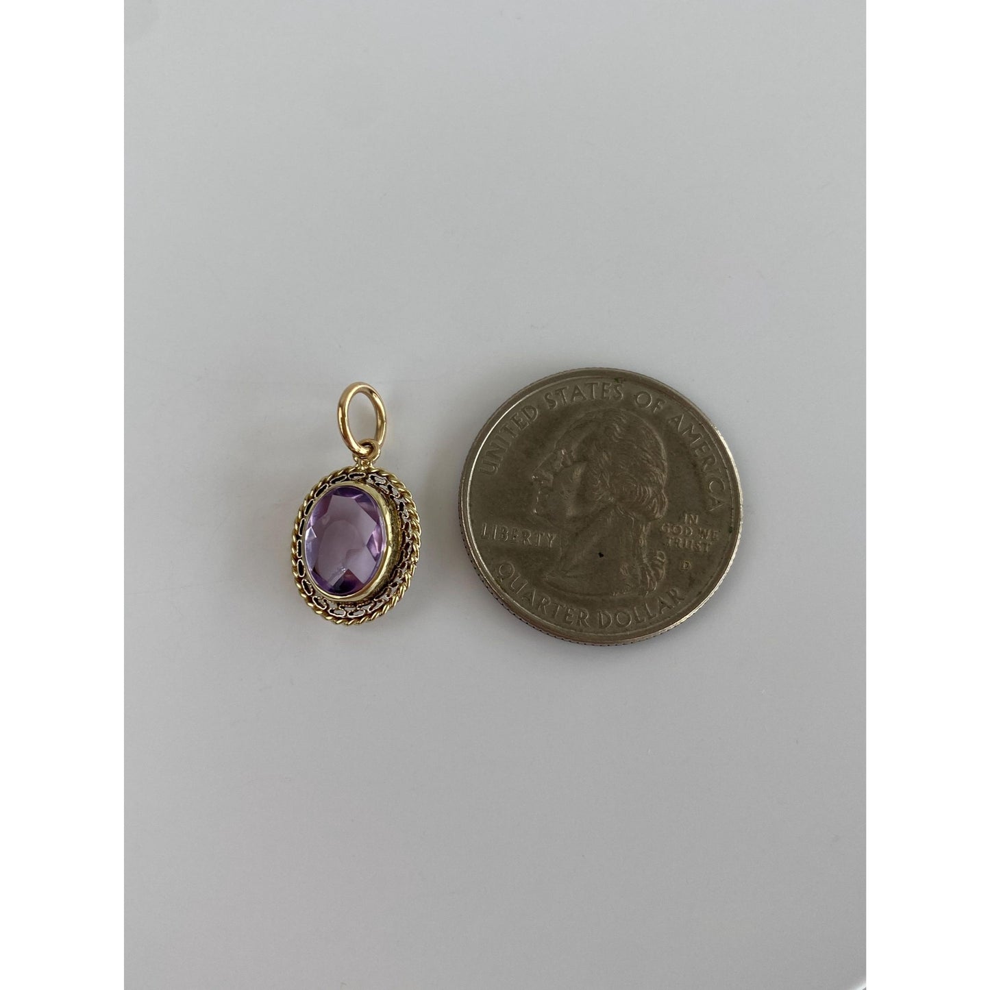 Vintage Solid 14k Yellow Gold Amethyst Stick Pin Conversion Charm