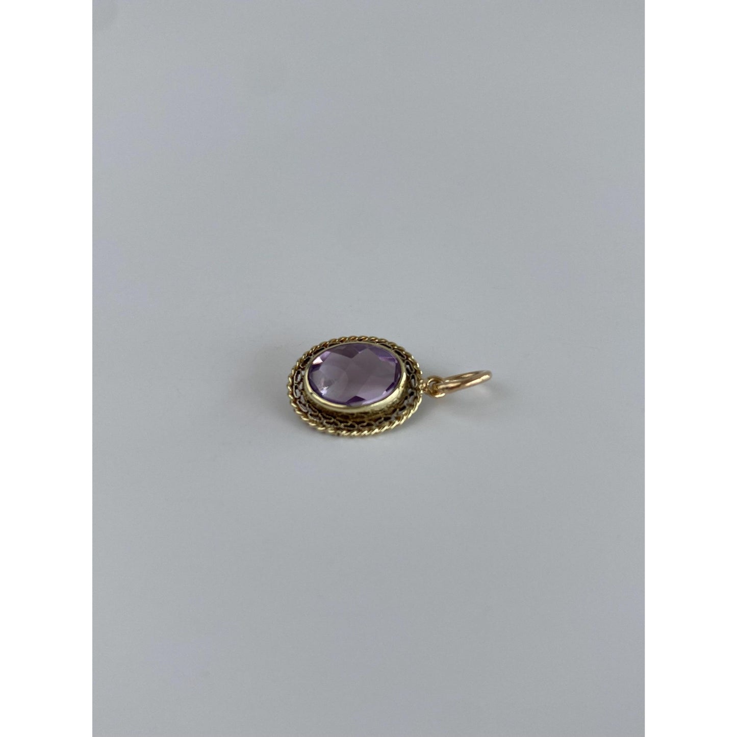 Vintage Solid 14k Yellow Gold Amethyst Stick Pin Conversion Charm