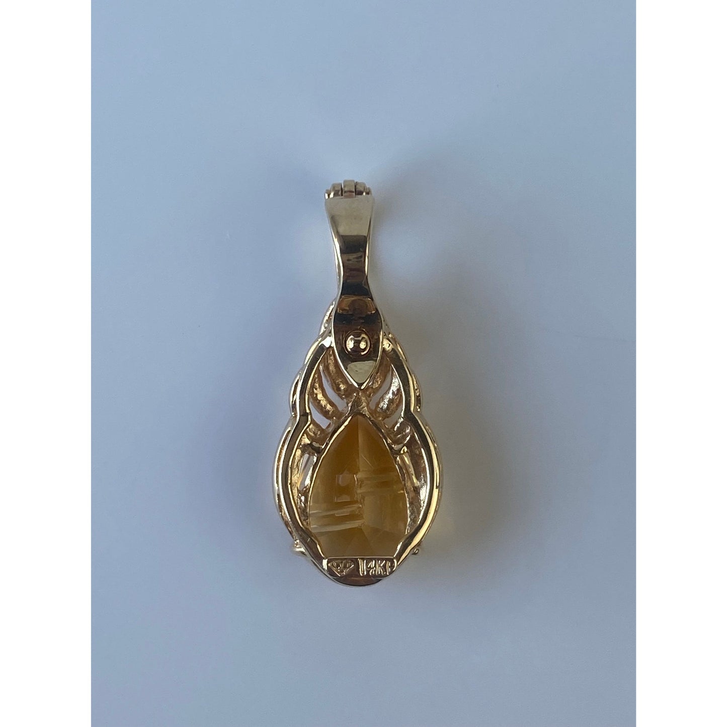 Vintage Solid 14k Yellow Gold Citrine Diamond Charm