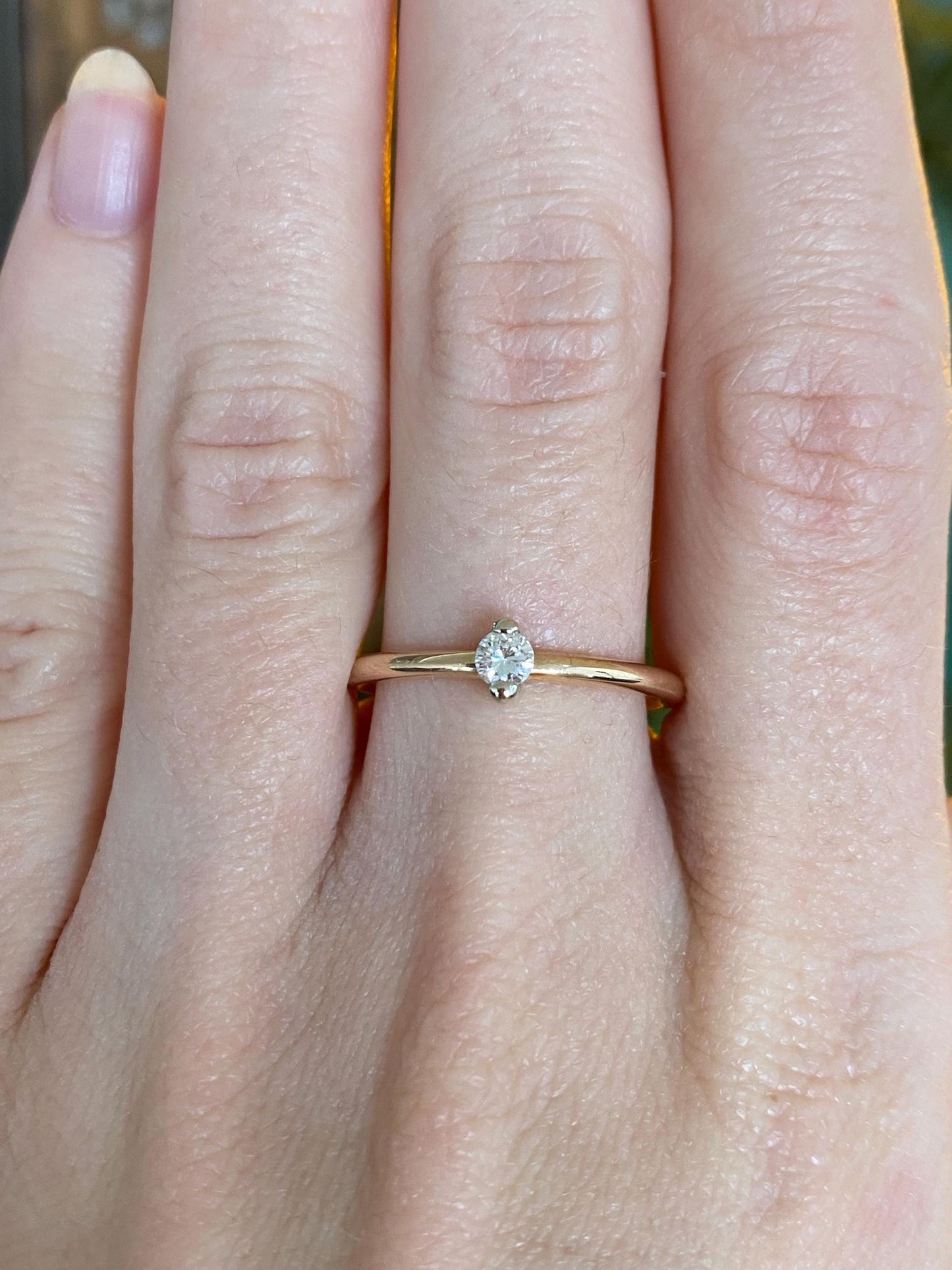 Vintage Solid 14k Yellow Gold Diamond Ring - Size 8