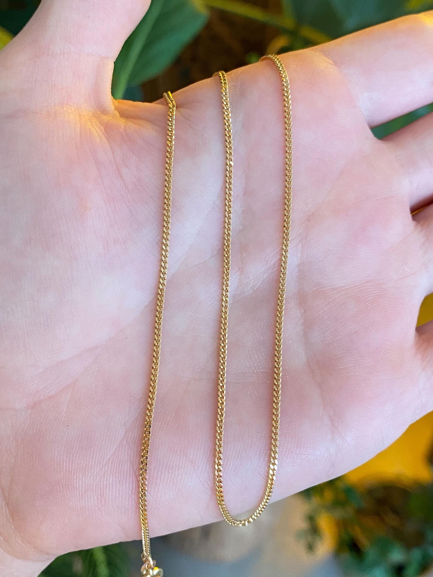 Vintage Solid 14k Yellow Gold Tight Curb Chain Necklace - 15.75 inches