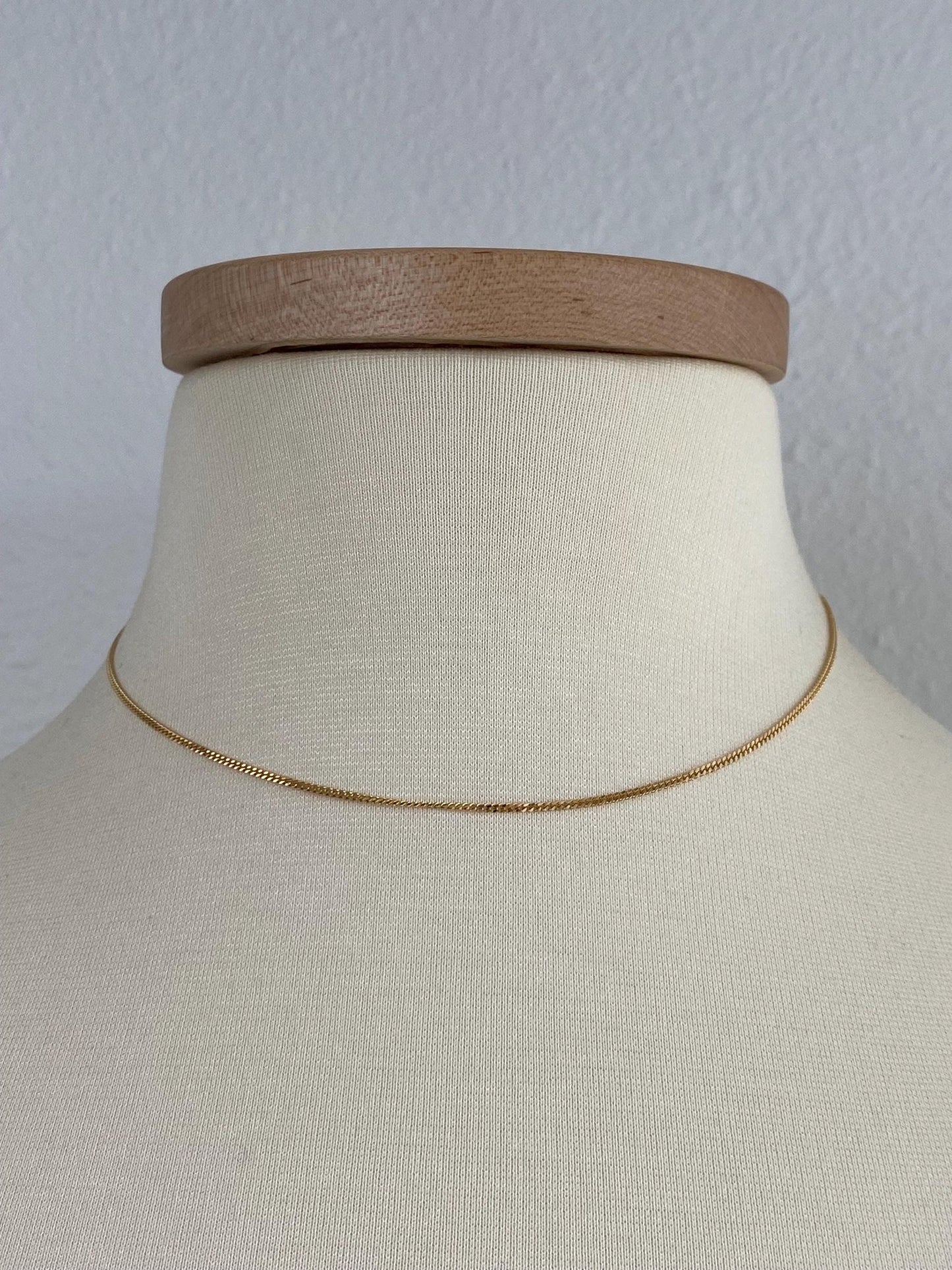 Vintage Solid 14k Yellow Gold Tight Curb Chain Necklace - 15.75 inches
