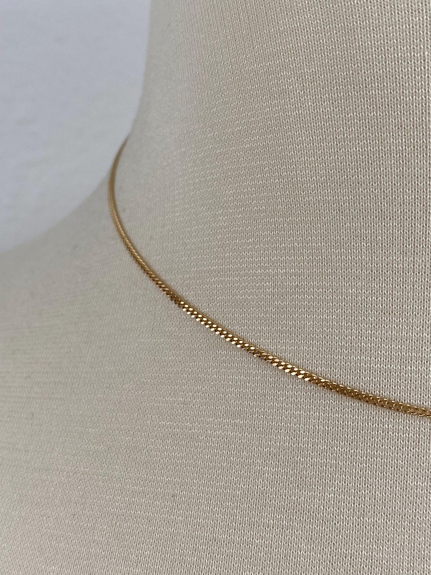 Vintage Solid 14k Yellow Gold Tight Curb Chain Necklace - 15.75 inches